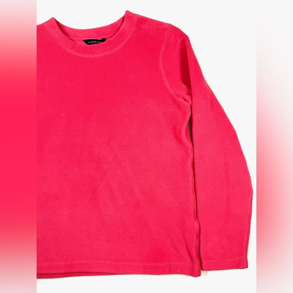 LANDS’ END Girls Fleece Pullover Top S Cozy Winter Warm Pink‎ Softwear Comfy